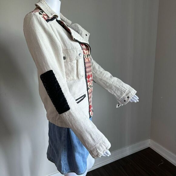 Maison Scott Scotch & Soda Linen Blend Navajo Print Moto Jacket - Picture 7 of 13